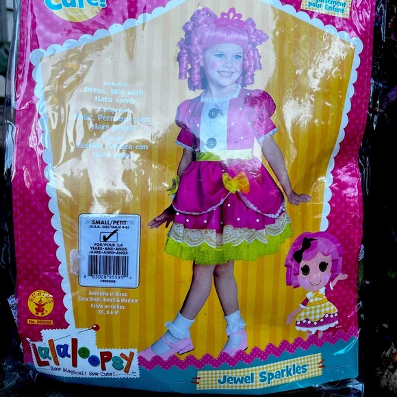 Lalaloopsy Jewel Sparkles-Kids Size S Pink & Yellow Rubies Halloween Costume NWT - Picture 2 of 3